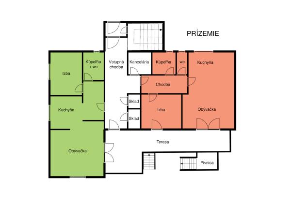 Rodinný dom s 5 bytovými jednotkami, záhradou 1600m2 a parkovaním